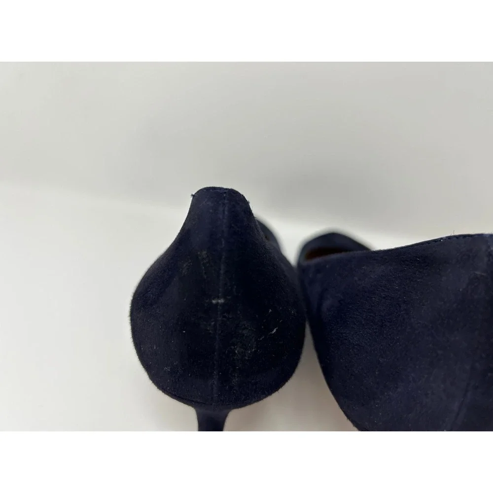 LK Bennett London Navy Suede Kitten Heels Pointed Toe Pumps Womens 41 EUR 10 US